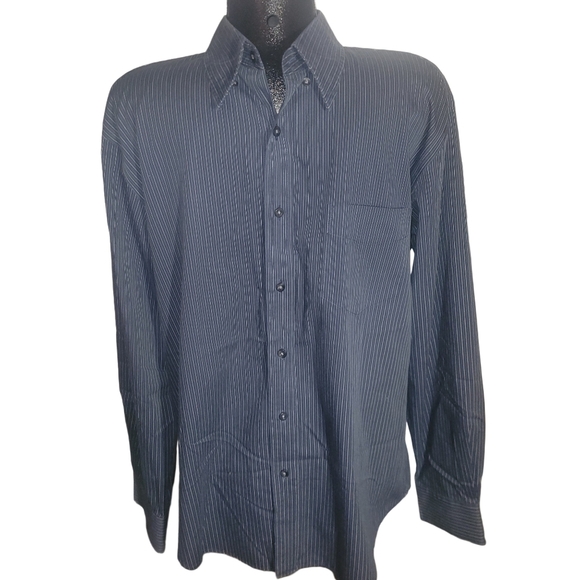 Dockers Blue Pin Striped Button Up Shirt L - Picture 1 of 4